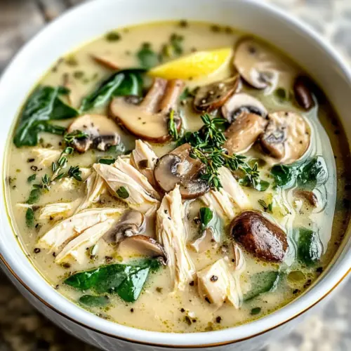 Hühnchen- und Pilzsuppe