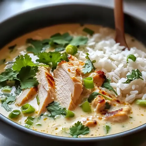 Kokosnuss-Hühnchen-Brühe-Reis