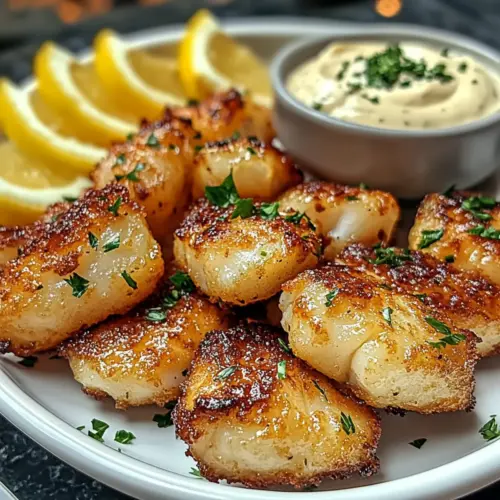 Zitronenbutterfischbissen mit Knoblauch-Aioli