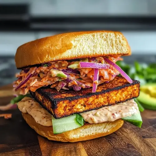 Schwarzgebratener Tofu-Sandwich