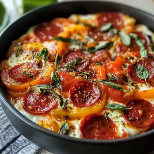 Hüttenkäse-Pizza-Schüssel