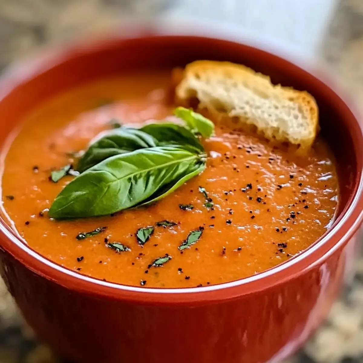 Geröstete Tomaten-Basilikum-Suppe