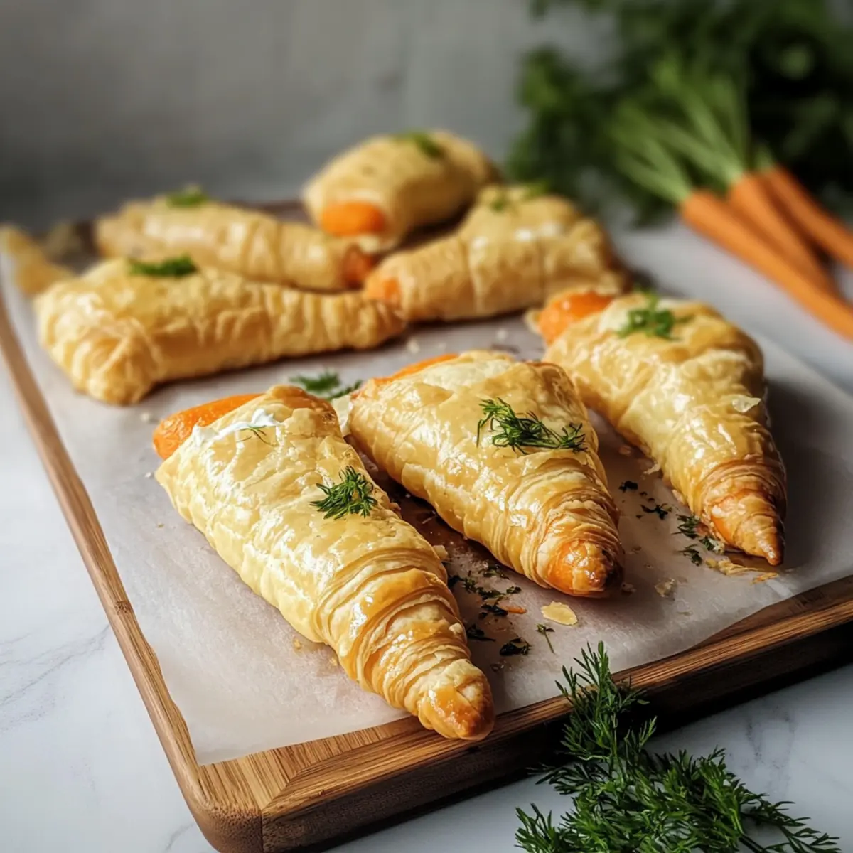 Blätterteigkarotten mit Frischkäsefüllung