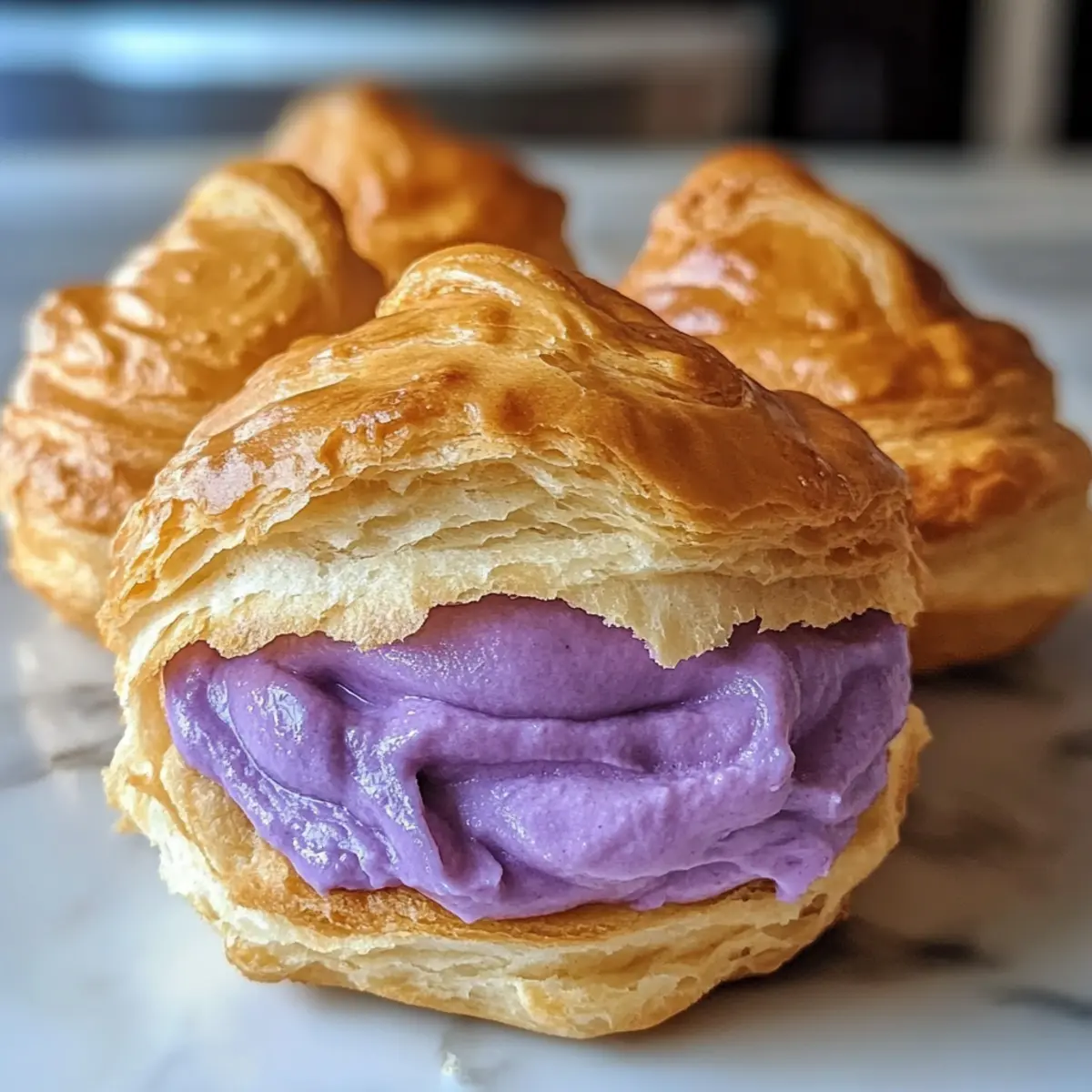 Ube-Cremeküchlein für ein himmlisches Dessert